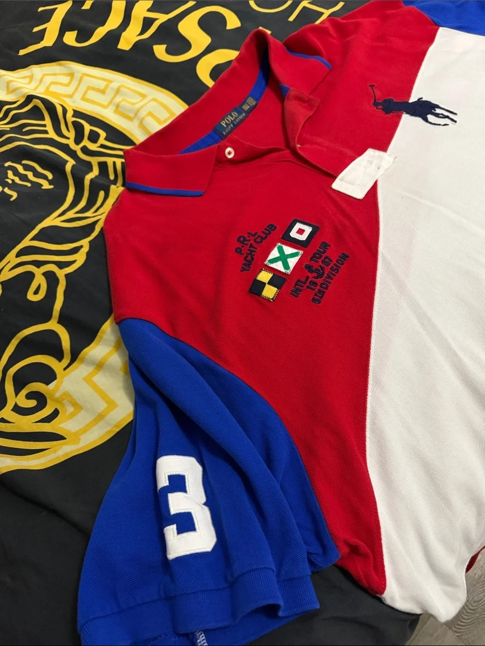 Ralph Lauren Red White Blue Diagonal Polo Shirt